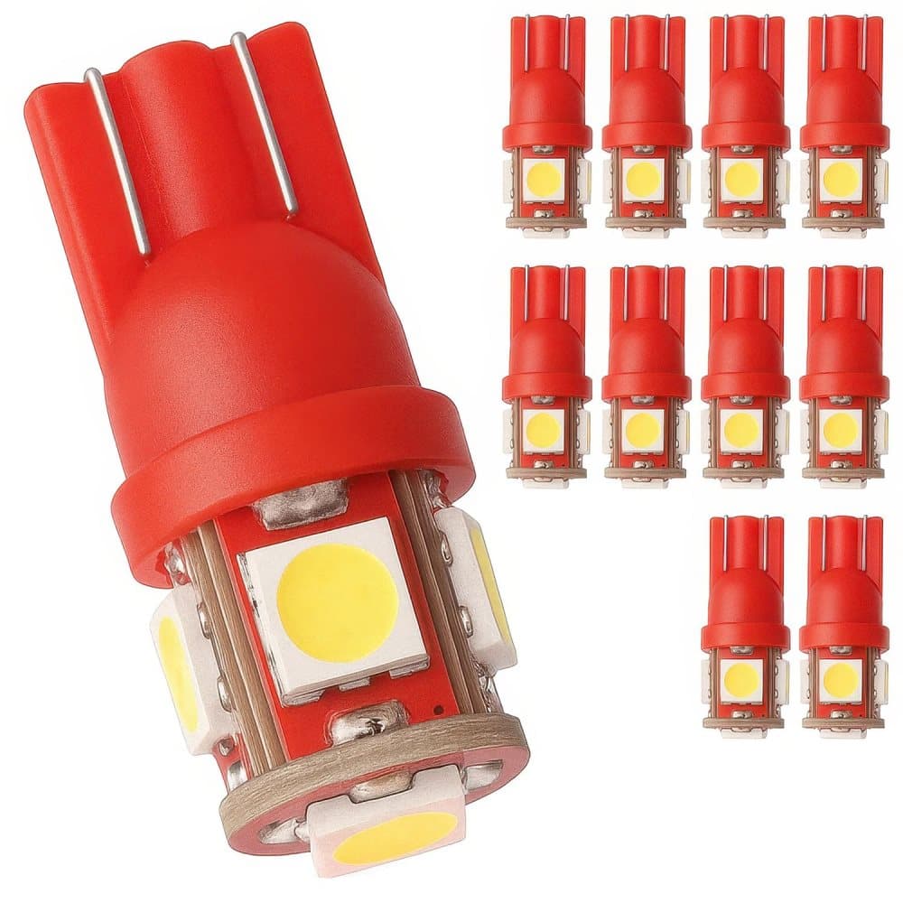 10-Pak T10 W5W Røde LED-Lamper Bil LED-Lys