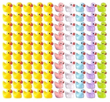 100 st Tiny Ducks Set Dekoration Realistisk Form Hållbar Harts Förtjusande ankor för jul födelsedagsfest Barnens dag 100pcs