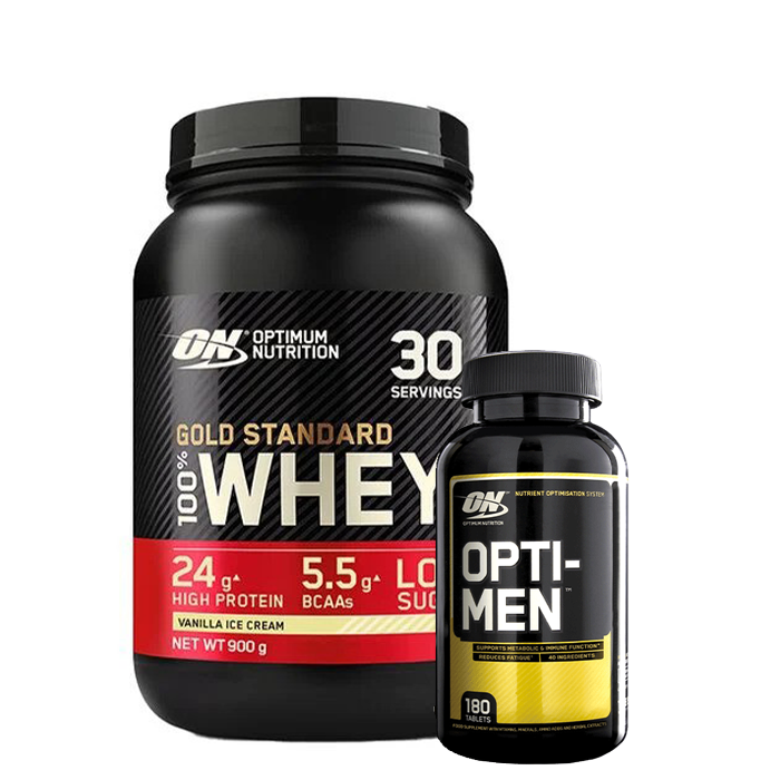 100% Whey Gold Standard Vassleprotein 908 g - Opti-Men, 180 Tabletter