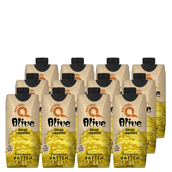 12 x ALIVE, 500 ml, Citron/Ingefära Koffeinfri