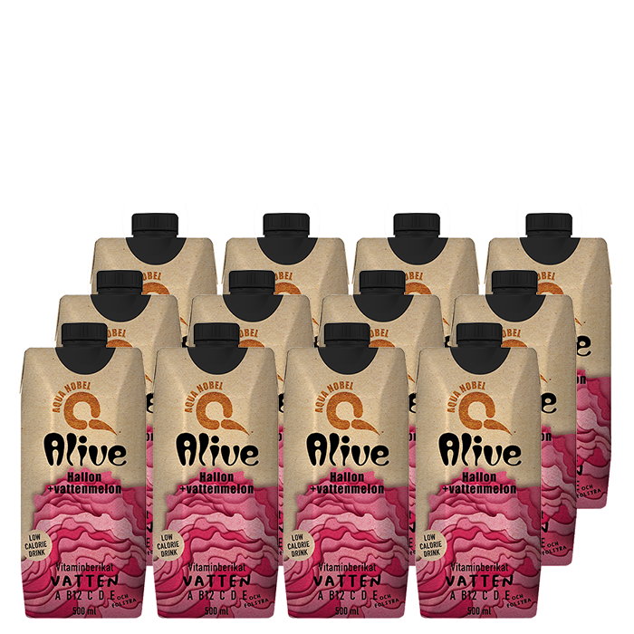 12 x ALIVE, 500 ml, Hallon/Vattenmelon Koffeinfri