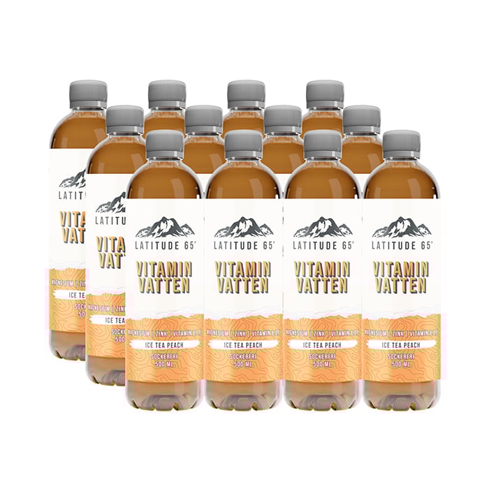 12 x Latitude 65, Vitaminvatten, 500 ml, Fläder/Citron