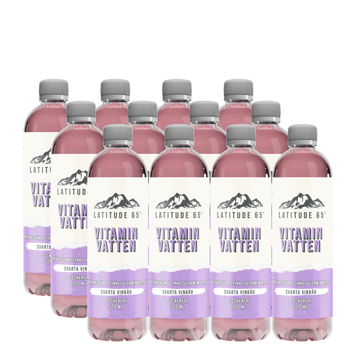 12 x Latitude 65, Vitaminvatten, 500 ml, Svarta Vinbär