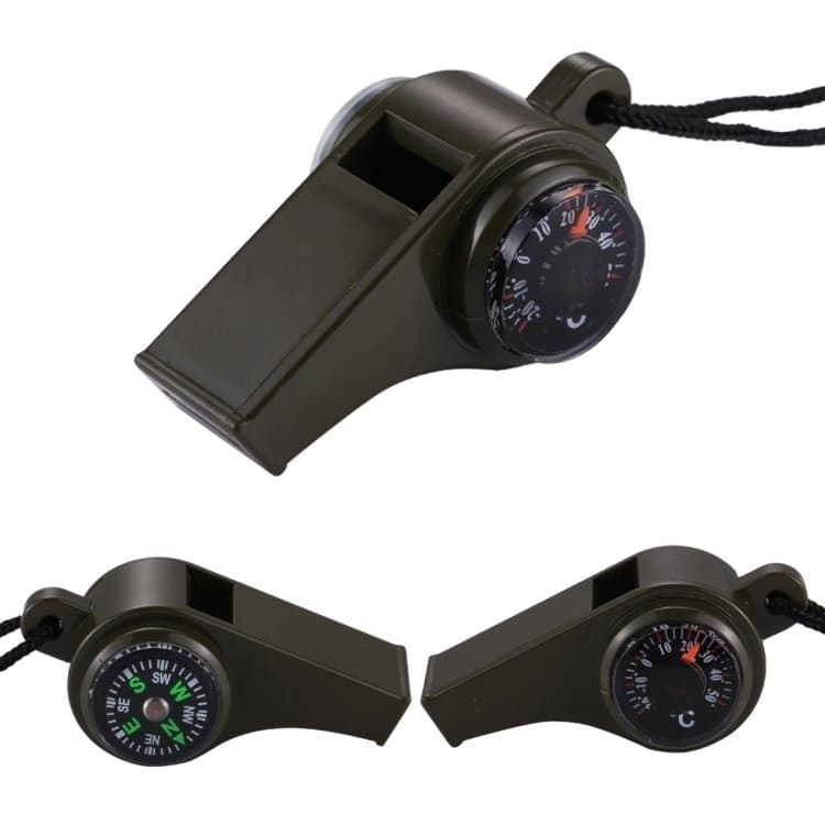 2-Pack - 3-i-1 Visselpipa med Kompass & Termometer - Överlevnad