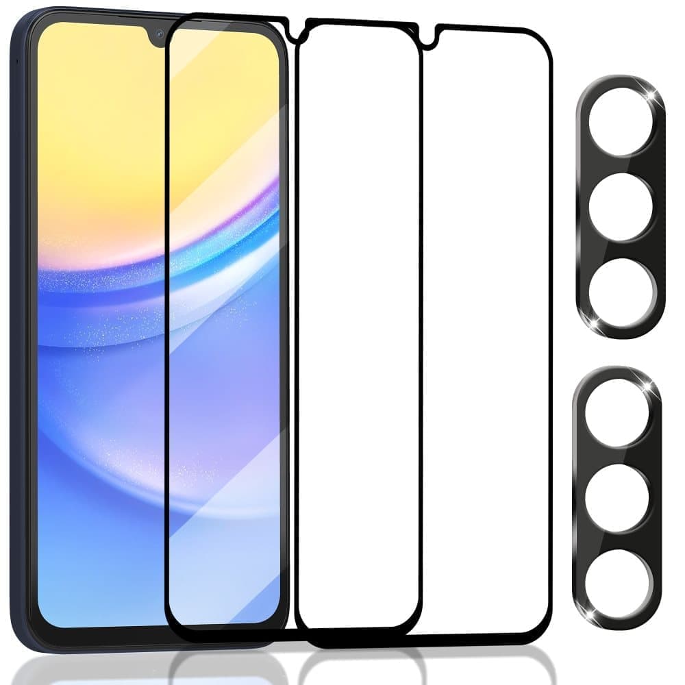 2-Pack Samsung A16 Skärmskydd & 2-Pack linsskydd - Härdat Glas 9H - Super kvalitet 3D