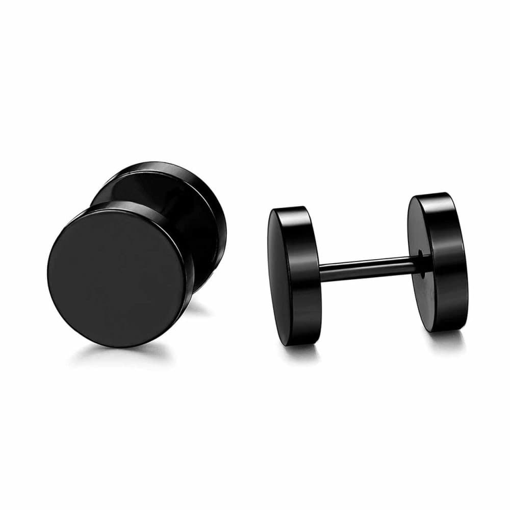 2-pack Svart Fake Plug Fejk Töjning Örhänge Piercingsmycke – 8mm