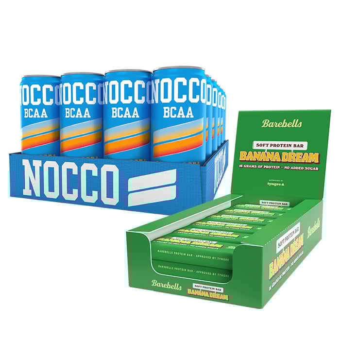 24 x NOCCO, 330 ml - 12 x Barebells Protein Bar, 55 g