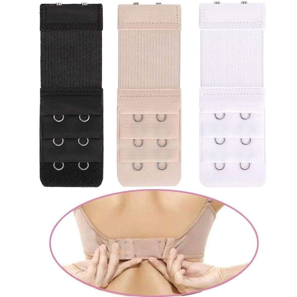 3-pack BH-förlängare - Svart, Vit, Beige - 2 krokar