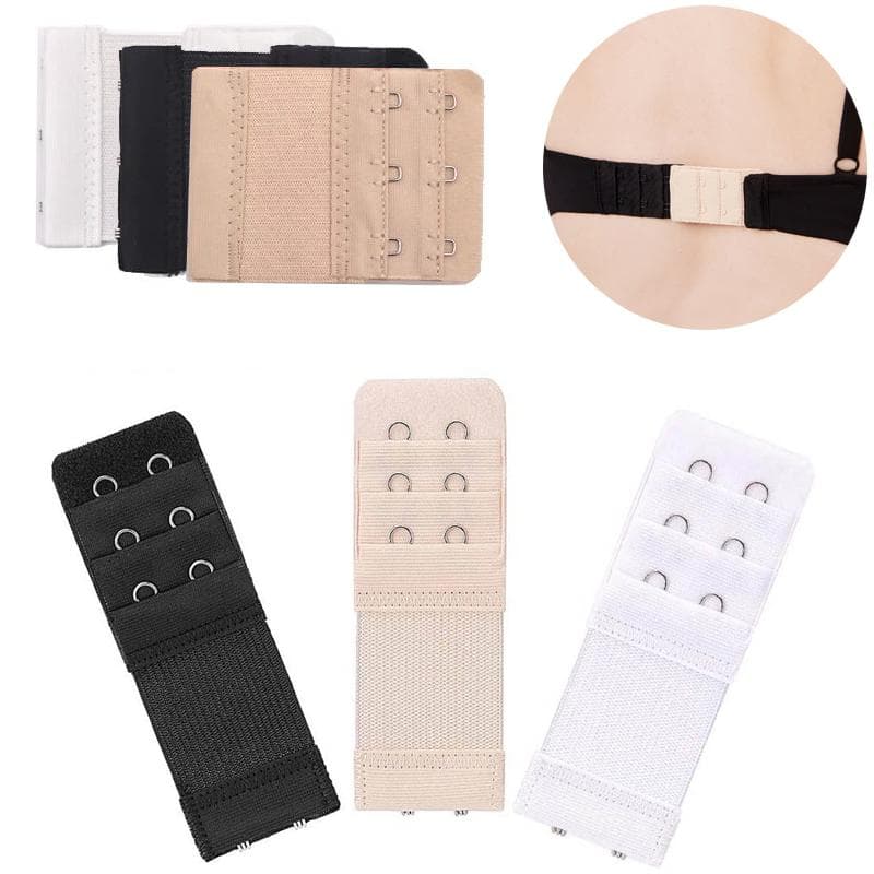3-Pack Förlängningsband till BH - (Svart, vit, beige)