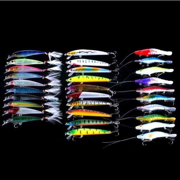 30-pack fiskedrag wobbler, Minnow mixed, Crankbait