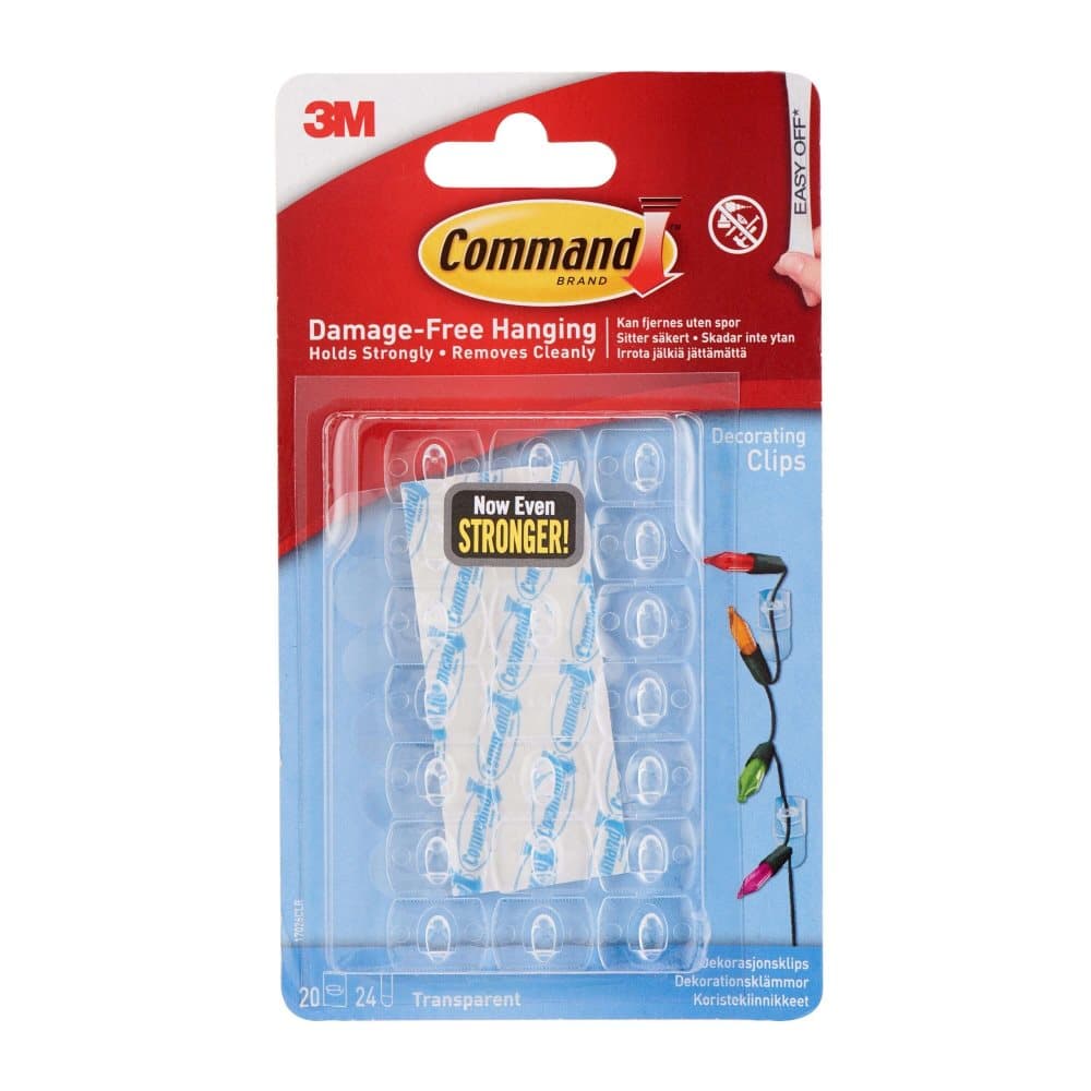 Command Transparenta strips med Genomskinliga dekorationsklämmor