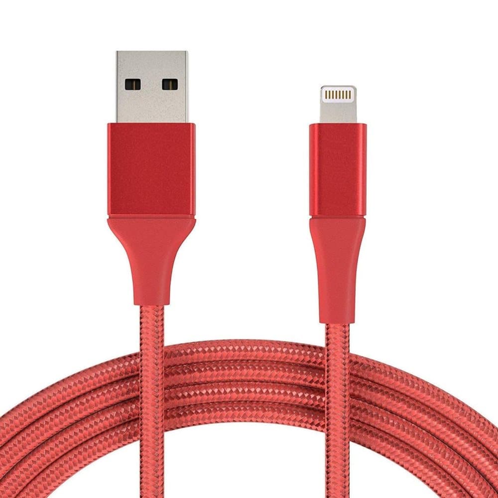 3M Kabel iPhone Laddare Nylon Quick Charge Röd