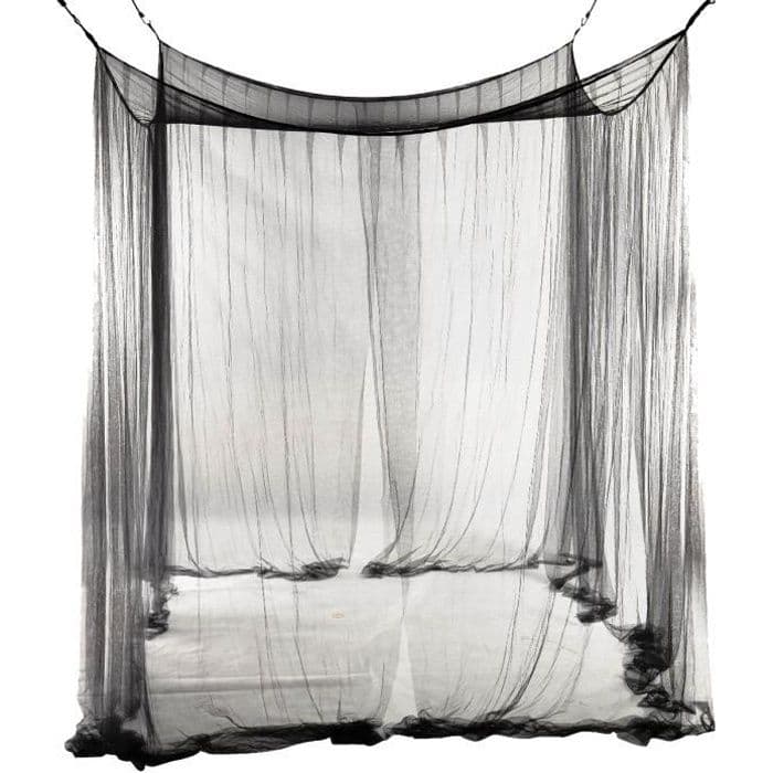 4 hörnsängar Skyddsnät Myggnät för queen - king size-säng 190210240 cm (svart)