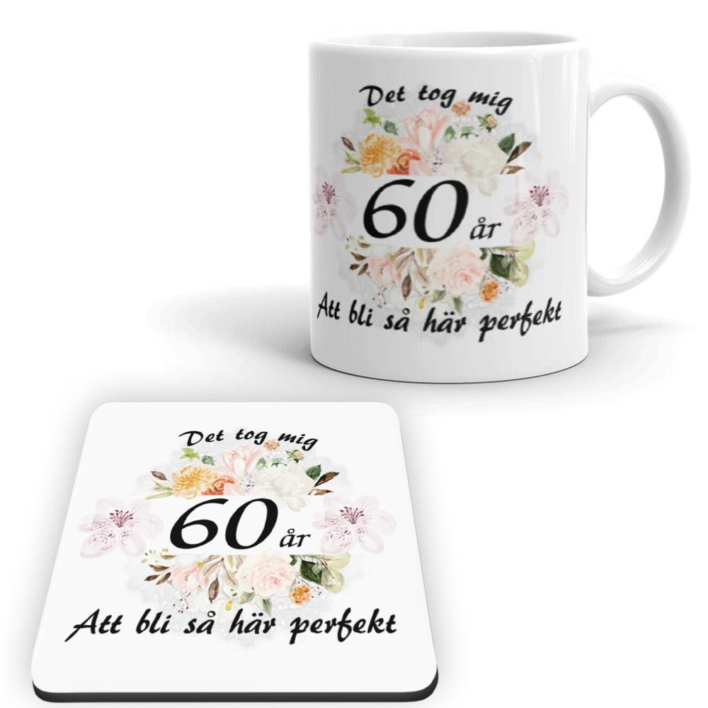 60år födelsedag Mugg - Underlägg paket