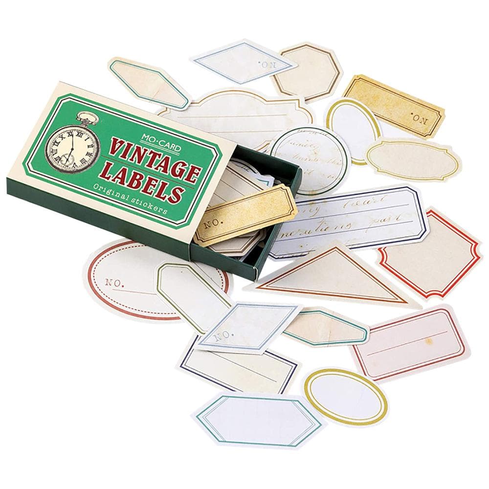 60x Klisteretiketter i Ask, Vintage - Nr- 4