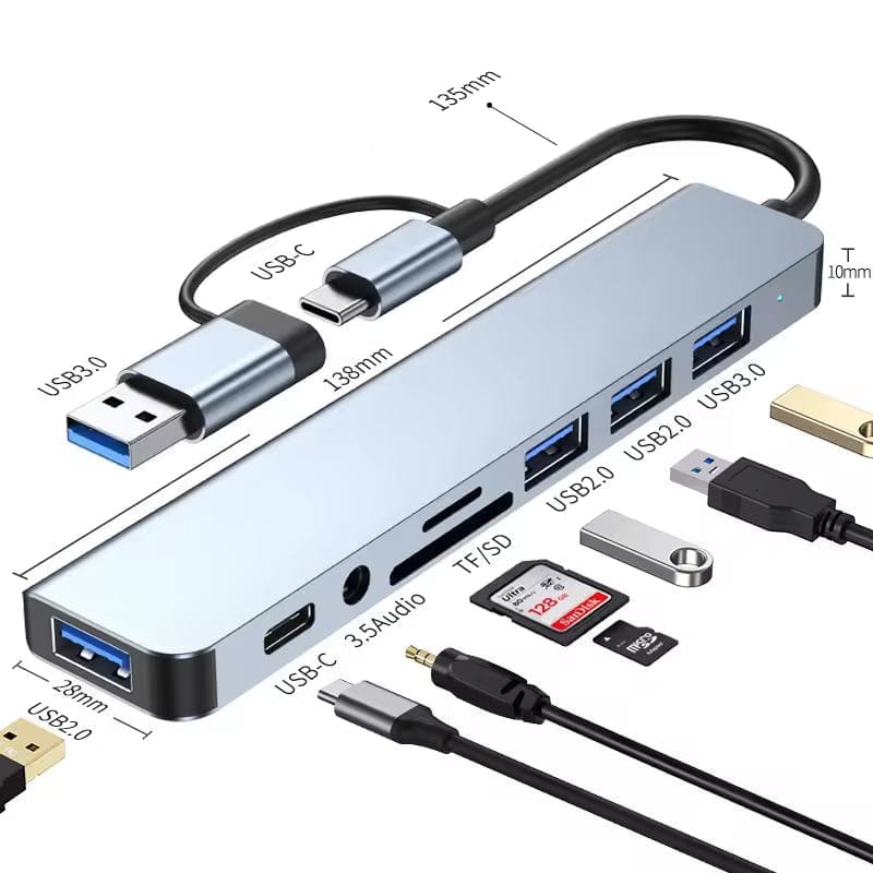 8-i-2 USB-C & USB-A Hub – Kraftfull och mångsidig anslutning