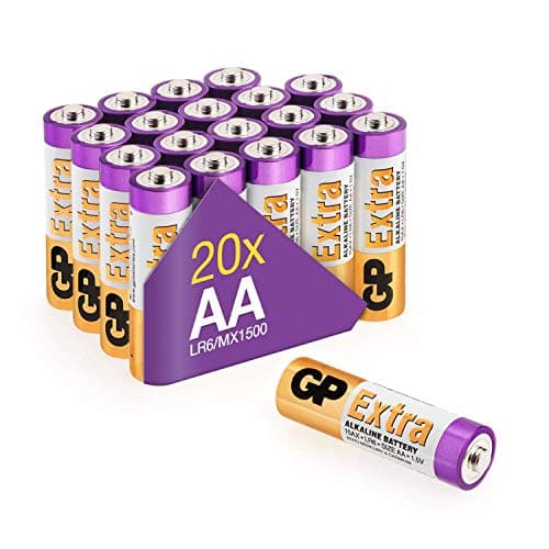AA Batterier - Paket med 20 GP Extra Alkaliska Batterier AA LR6 1,5V Lång Livslängd Perfekt för Elektroniska Enheter, Leksaker, Fjärrkontrolle