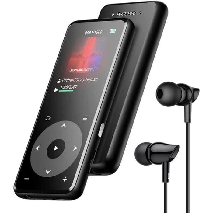 AGPTEK MP3-spelare Bluetooth 5-3 med högtalare 1,8 skärm Metal musikspelare med förlustfritt ljud/pekknapp/FM-radio