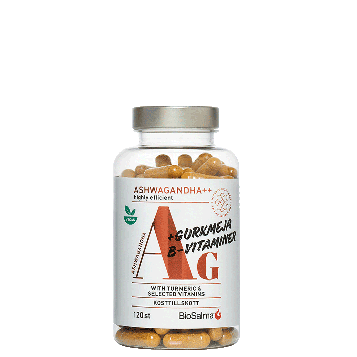 Ashwagandha - Gurkmeja B-vitaminer 120 kapslar