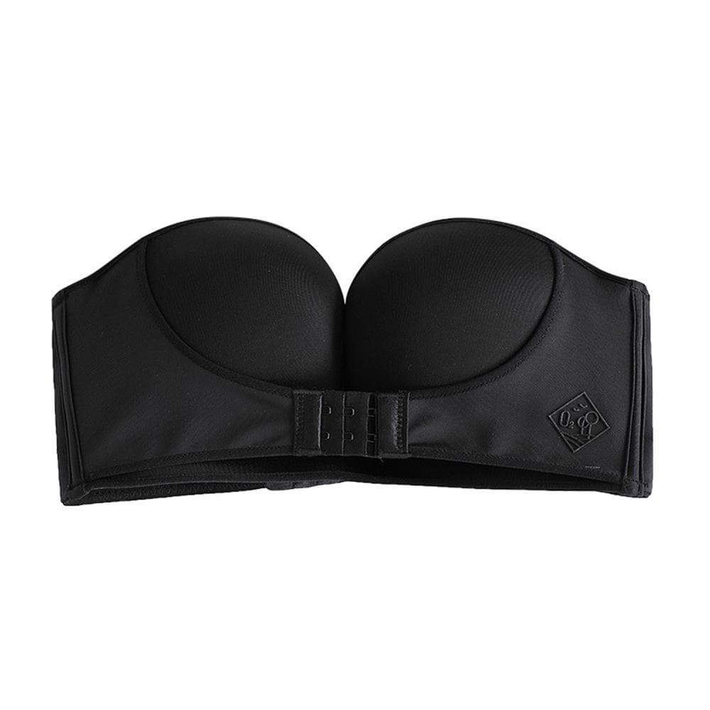 Axelbandslös Push Up-BH, Extra Framknäppning - Svart