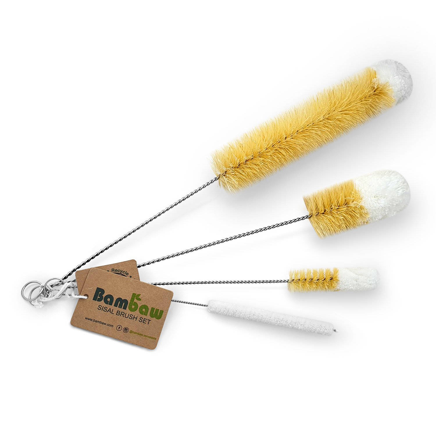 Bambaw - Flaskborstar i Sisal & Bomull Set om 4