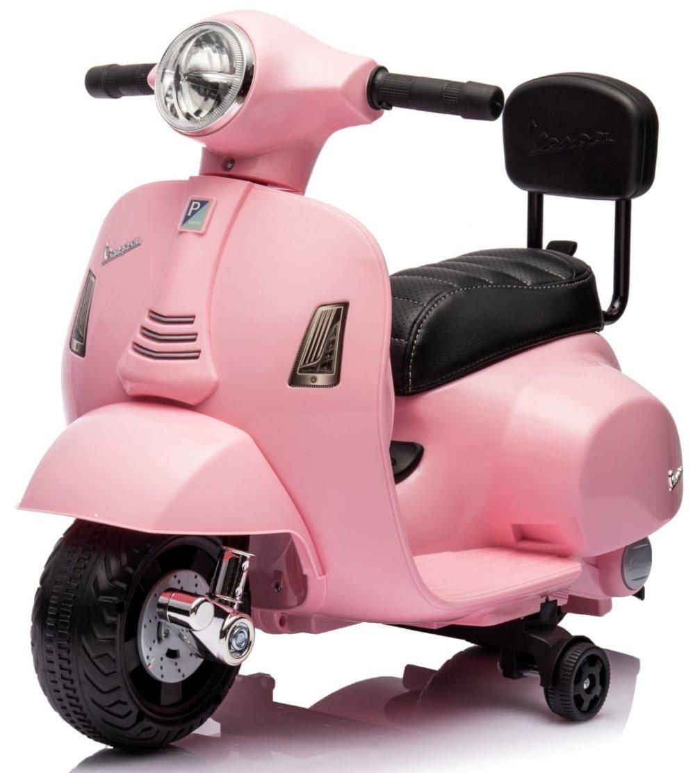 Barnskoter Vespa med batteri och ryggstöd puderrosa Sun Baby