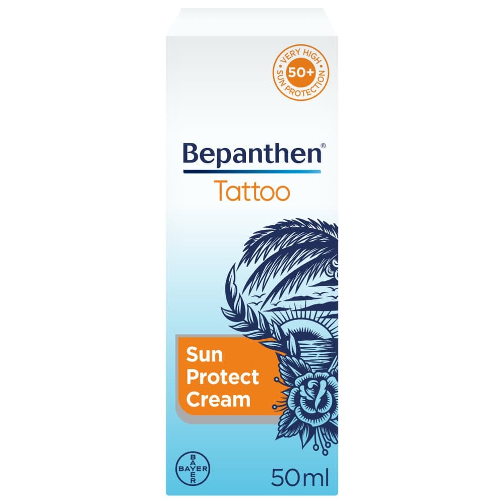 Bepanthen Tattoo Solskyddskräm för Tatuerad Hud SPF 50- UVA/UVB, 50 ml