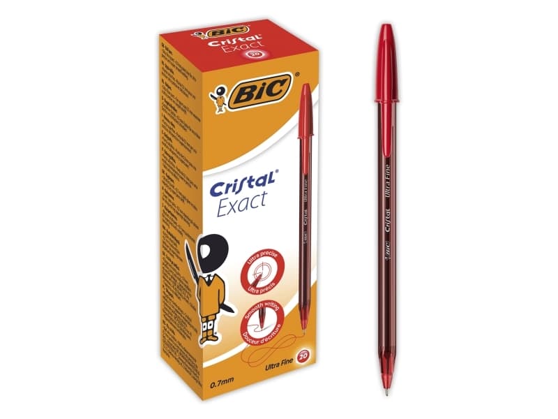 BIC Cristal Exact - Kulspetspenna - röd - 0-7 mm (paket om 20)