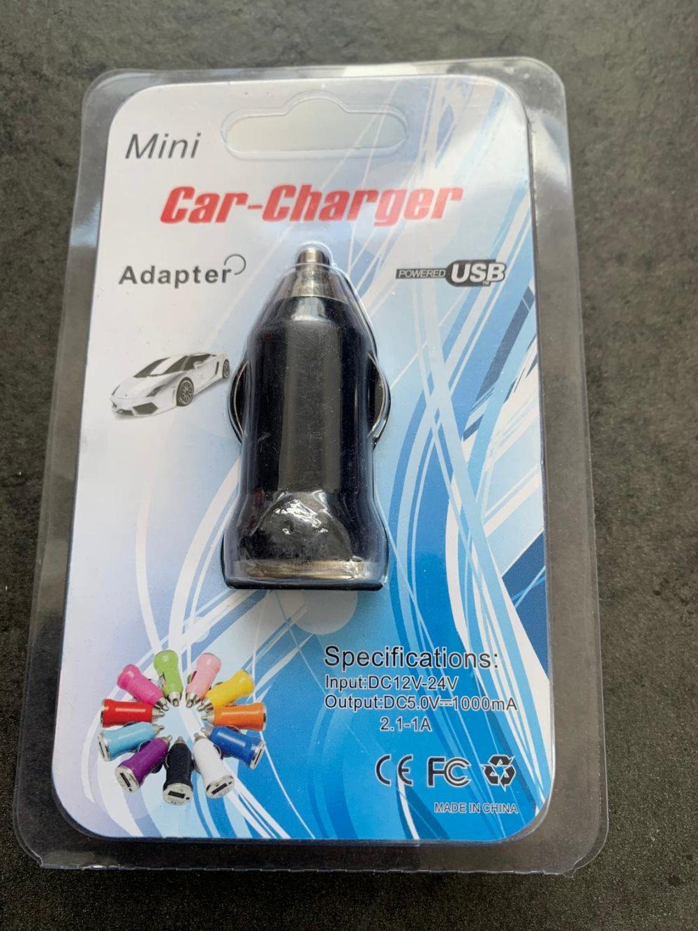 Billaddare med en USB utgång - Svart - 12-24V