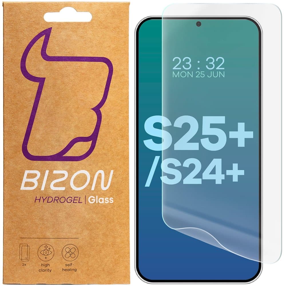 Bizon Glass Hydrogel Skärmskydd till Galaxy S25 Plus / S24 Plus, 2 st