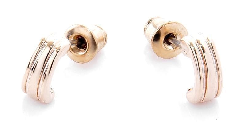 Blanka Rosé Guld Stud Örhängen med Ränder / Fint Mönster