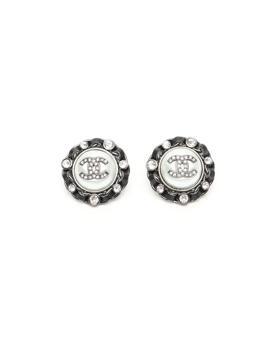 Chanel Coco Mark Chain Rhinestone Pearl Earrings