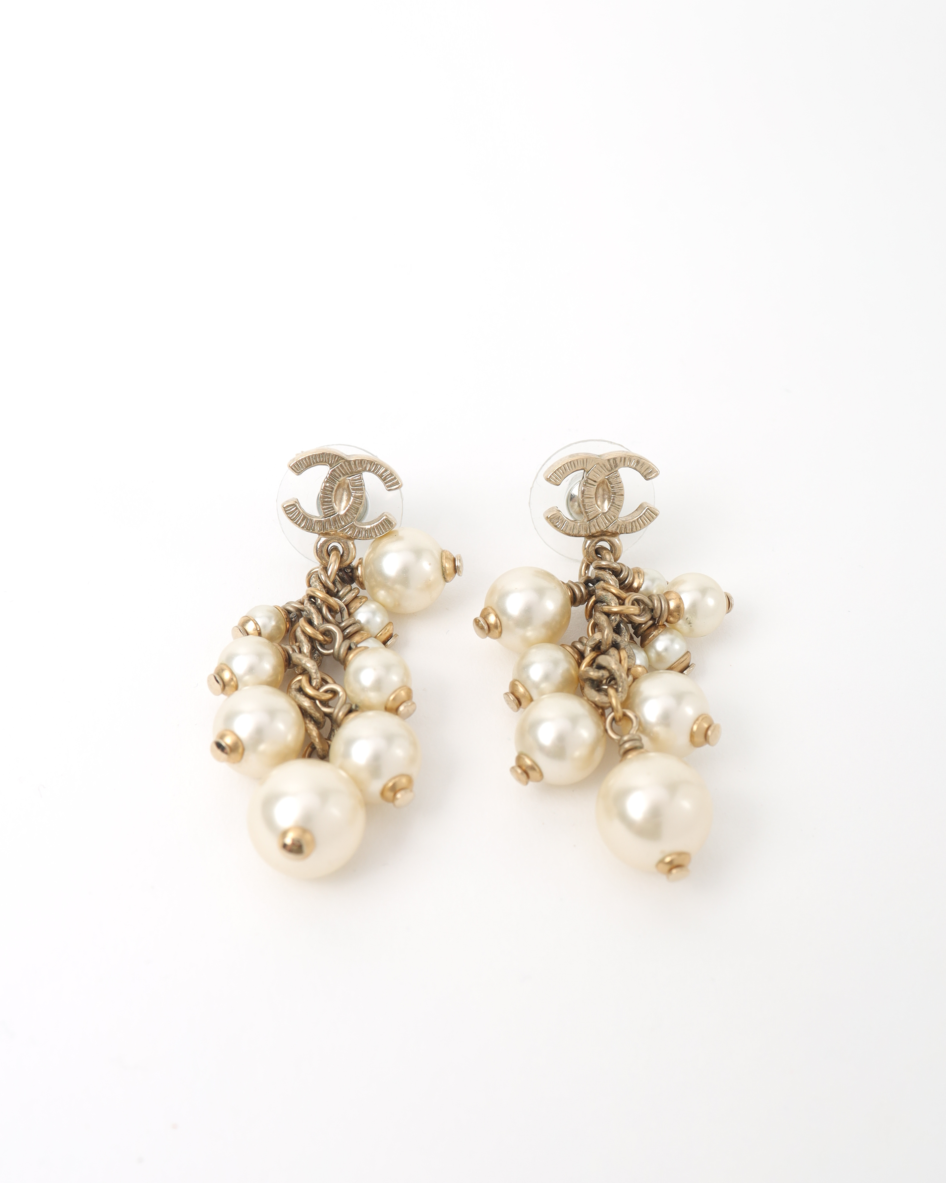 CHANEL Coco Mark Faux Pearl Charm Earrings