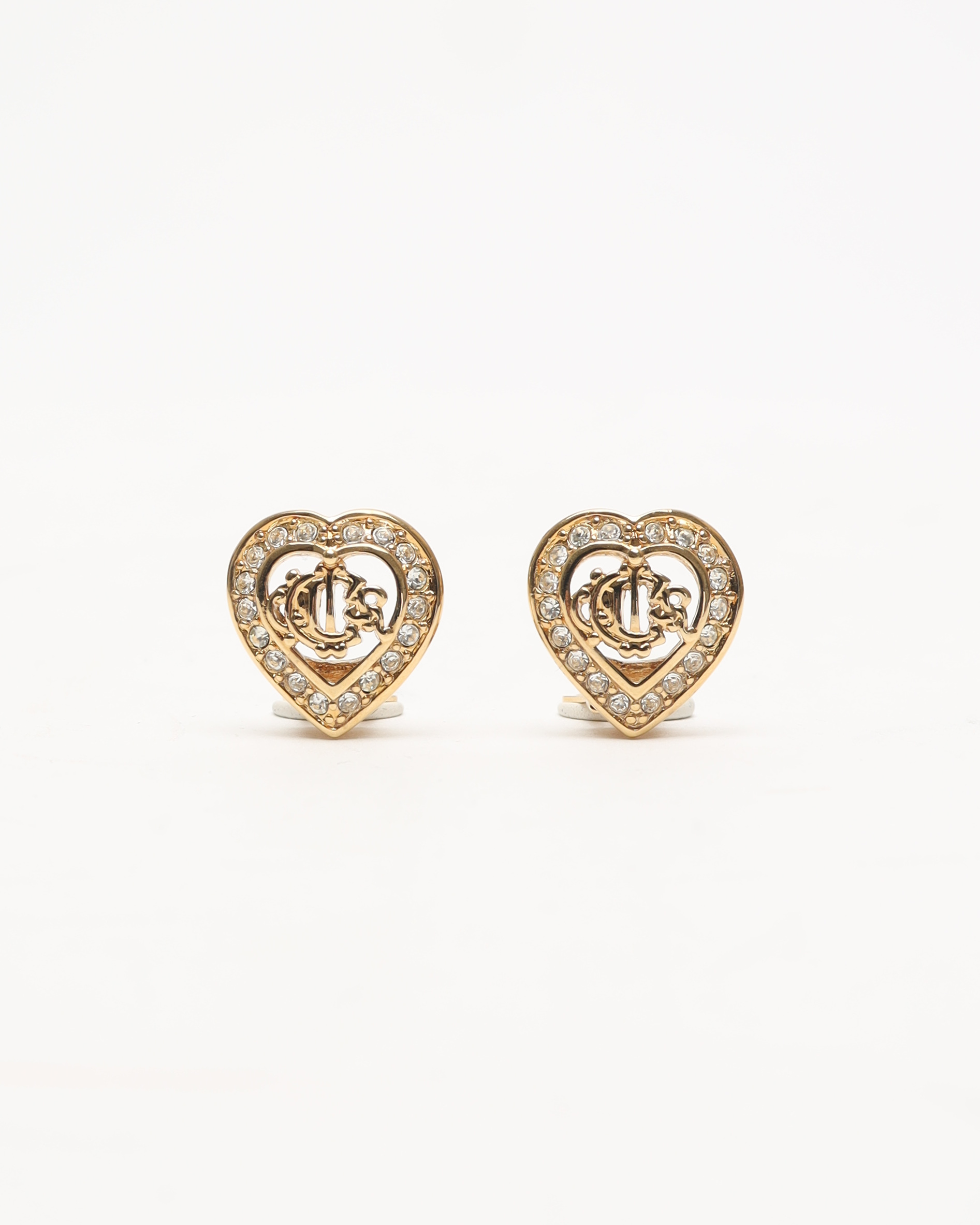 CHRISTIAN DIOR CD Rhinestone Logo Clip-On Earrings