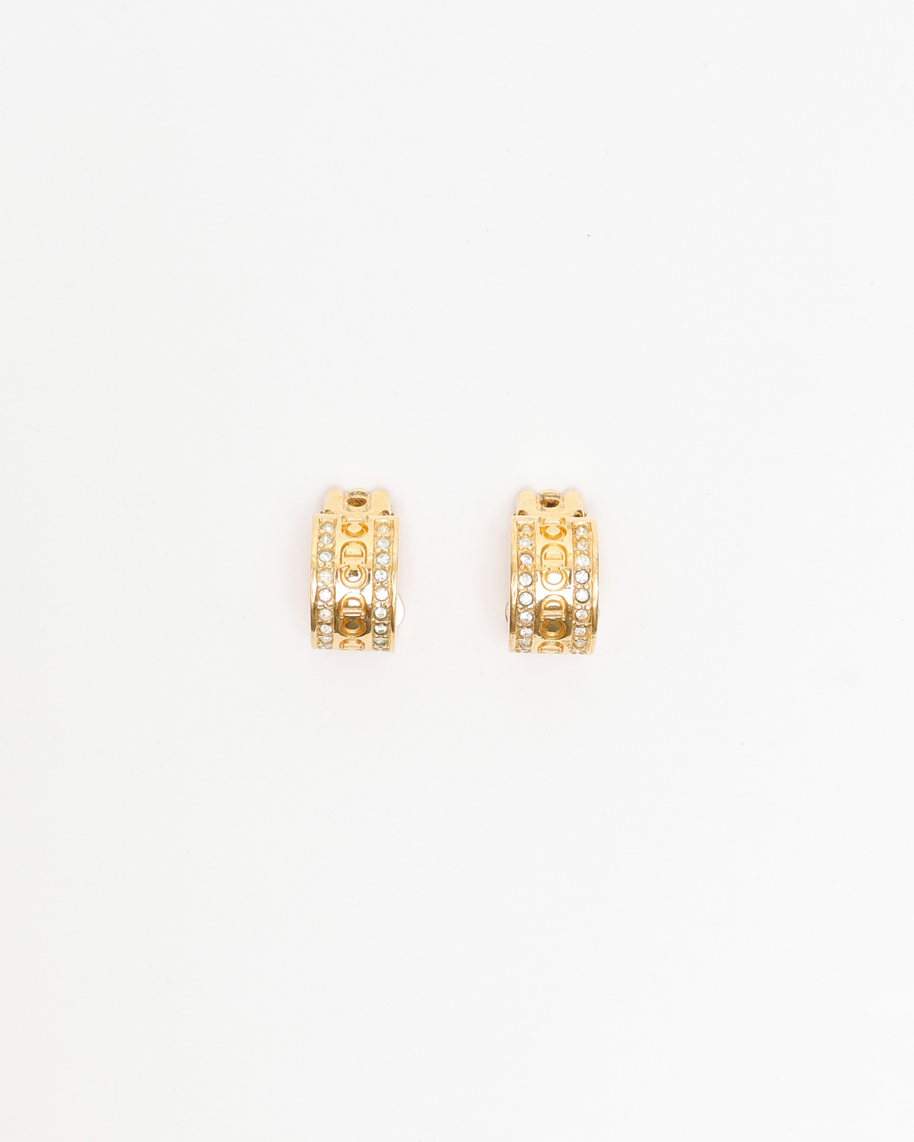 CHRISTIAN DIOR Rhinestone Gold Plated Clip-on Earrings