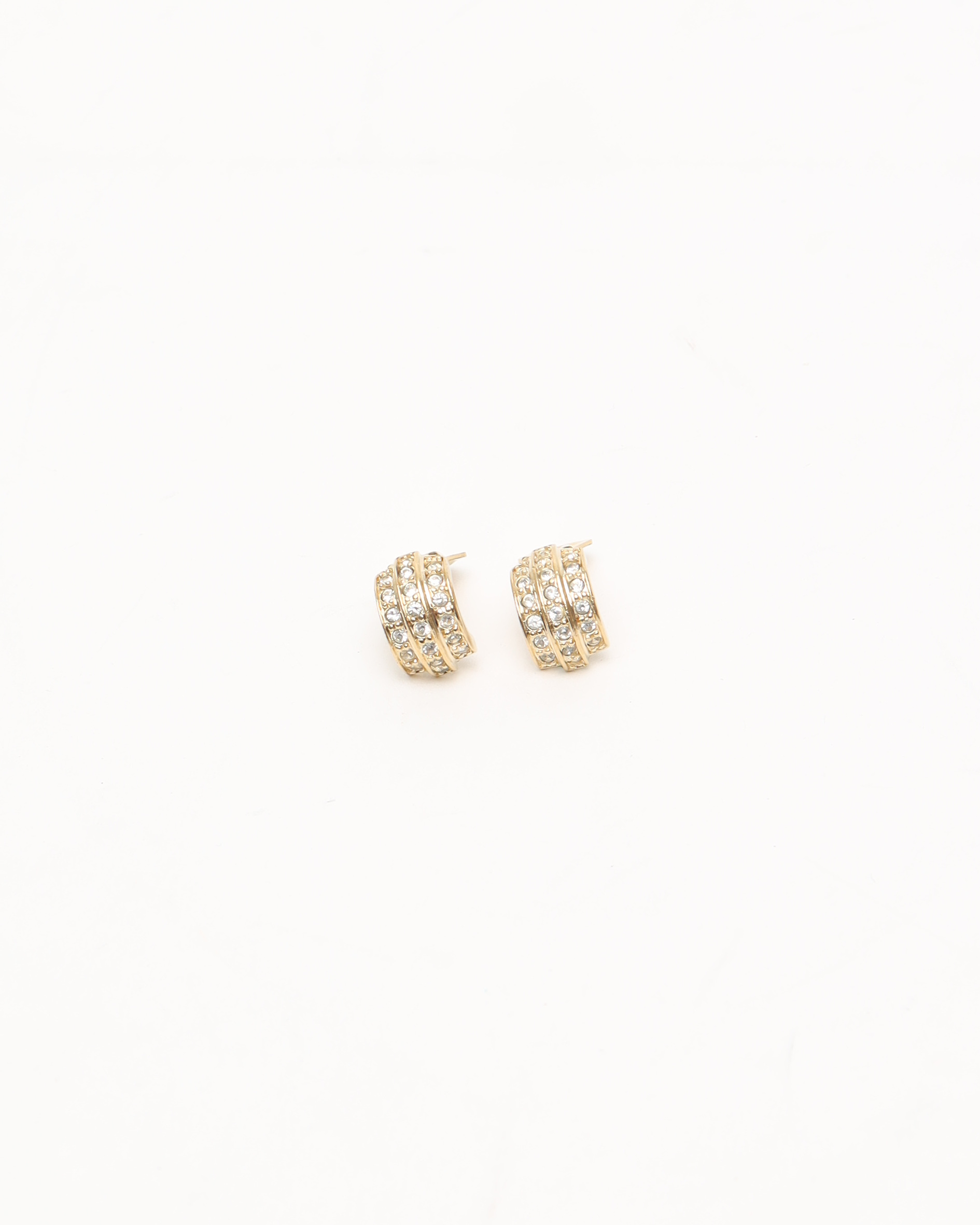 CHRISTIAN DIOR Rhinestone Hoop Clip-on Earrings