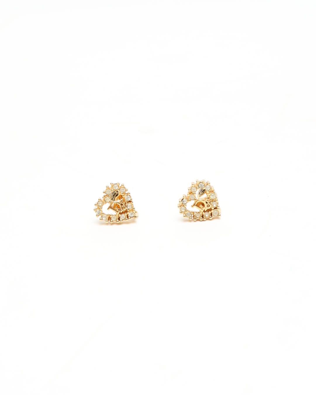 Christian Dior Rhinestone Logo Clip-On Earrings
