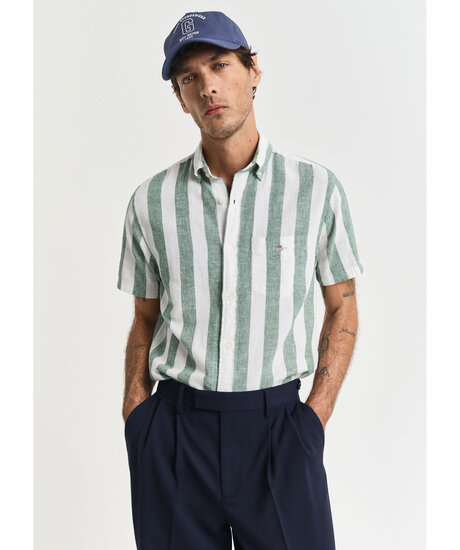 cot linen stripe ss shirt