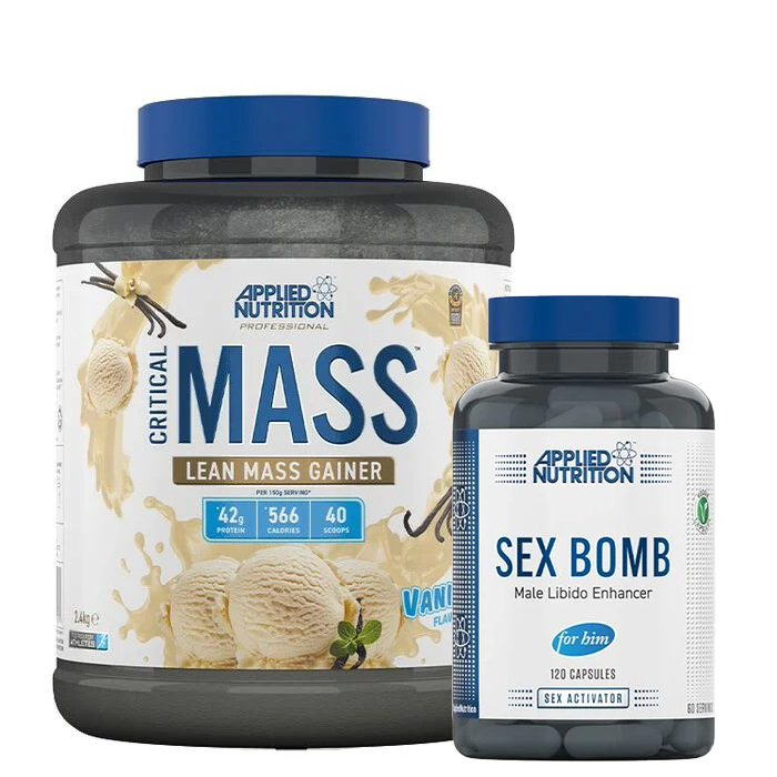 Critical Mass Gainer 2,4 kg Vanilla - Testo Bomb Enhancer 120 Kapslar