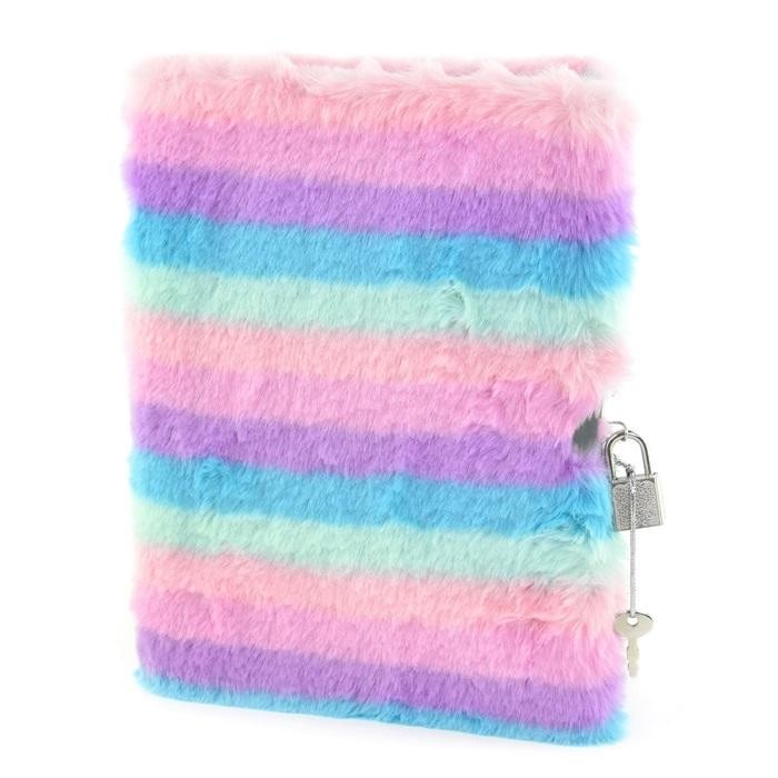 Dagbok med lås Fluffig Randig