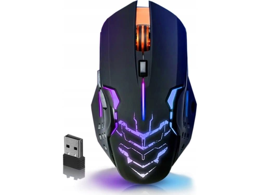 Defender Trådlös mus Defender KATANA GM-511 optisk 3200dpi svart RGB ACCUMULATOR 7 knappar Gaming klicklös tyst