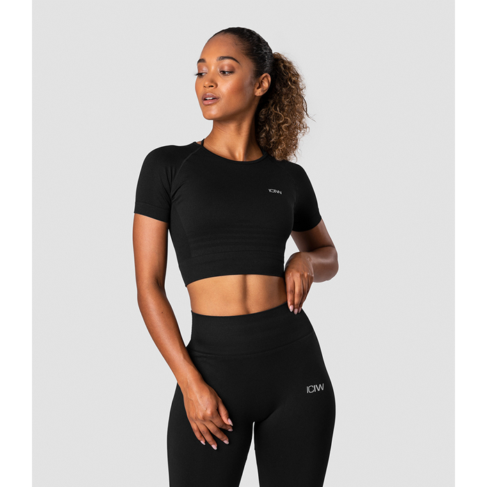 Define Seamless Cropped T-shirt Wmn,Black