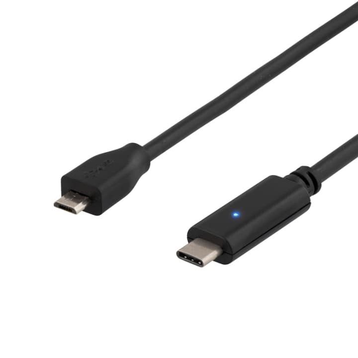 DELTACO USB 2-0 kabel, Typ C - Typ Micro B ha, 1m, svart