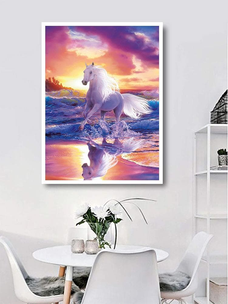 Diamond Painting / DIY 5D Diamantmålning - 30x40cm - Vit Häst
