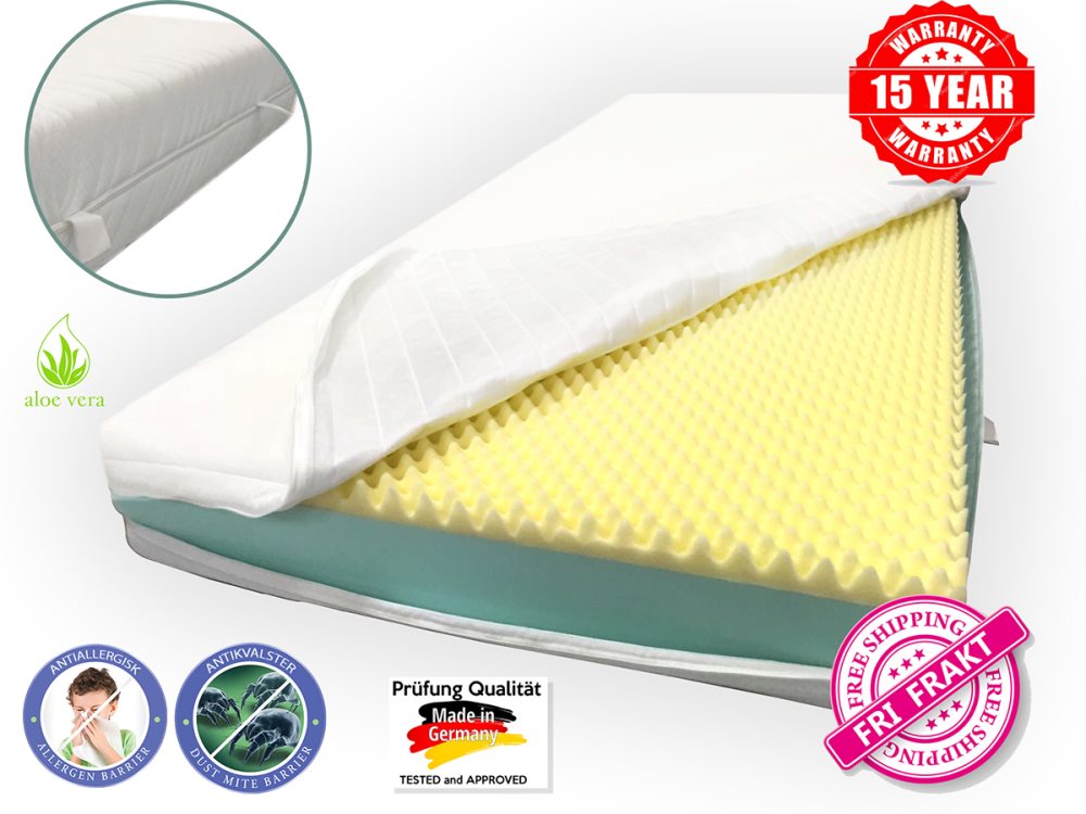 Dibapur ® Memory Relax- Memory ortopedisk madrass med avtagbart överdrag - kallt skum (hög densitet), 17 cm hög, överdrag i aloe vera, lätt att rengör