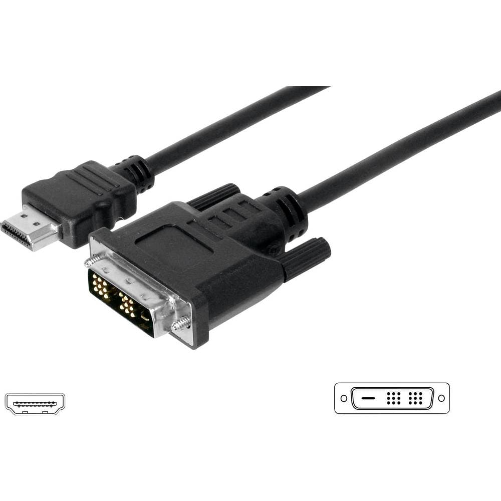 Digitus HDMI / DVI Adapterkabel HDMI-A-kontakt, DVI-D 18-1-polig Kontakt 3-00 m Svart AK-330300-030-S skruvbar HDMI-kab