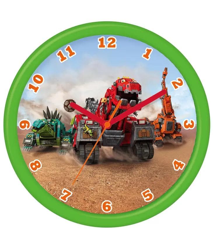 Dinotrux barnklocka väggklocka klocka rund dinosaurie dino