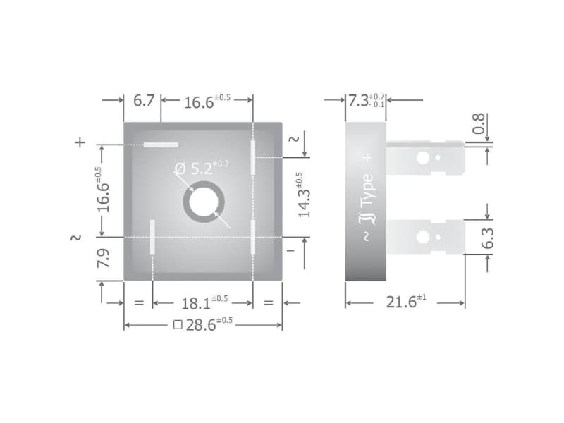 Diotec KBPC3510FP Broensretter KBPC 1000 V 35 A Enkeltfaset