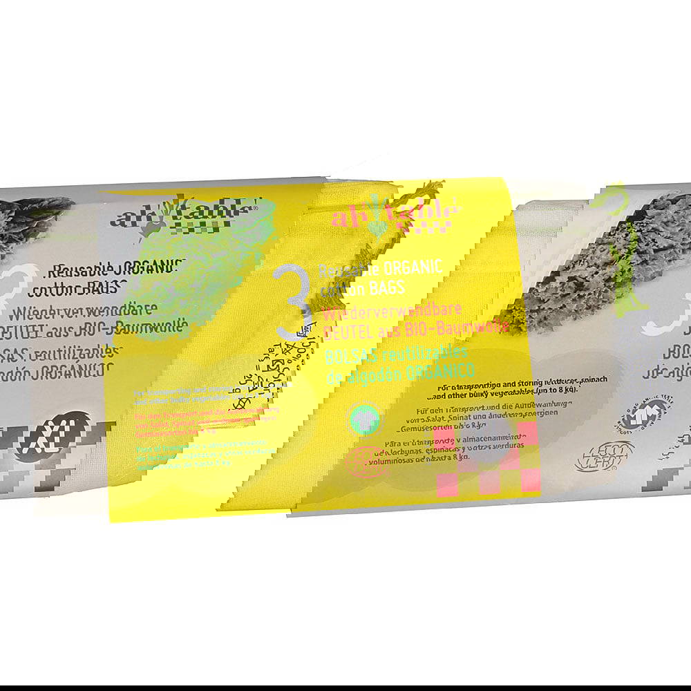 Ekologisk Tygpåse Dragsko GOTS certifierad - XL, 3-pack