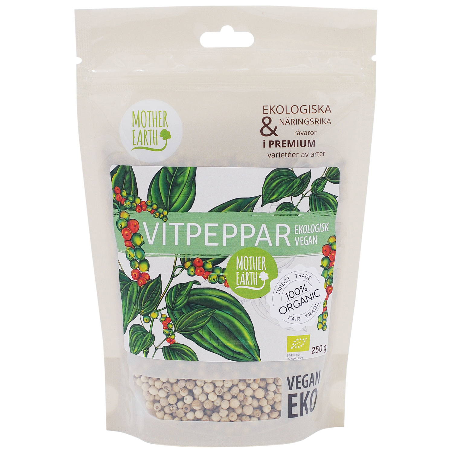 Ekologiskt Hel Vitpeppar 250 gram